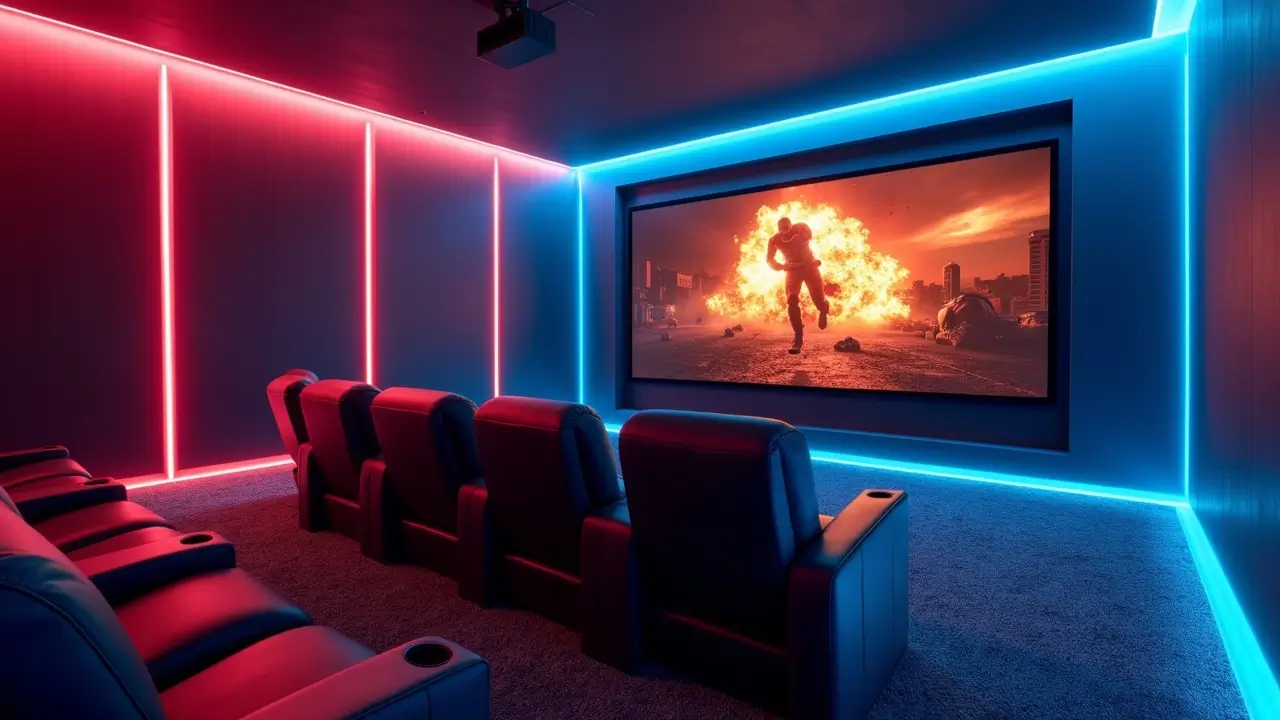 Installation home cinéma moderne et immersive